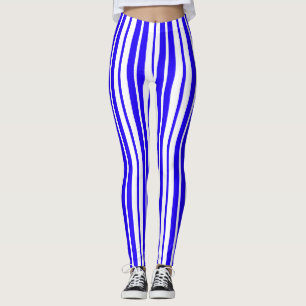 Blaues weißes Muster für vertikale Streifen Leggings