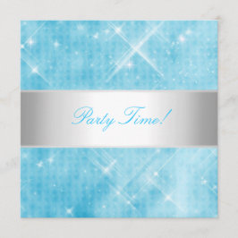 Blaues weißes Party für Leuchten Einladung