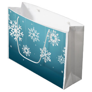 Blaues weißes Schneeflocke-Muster-Weihnachten Große Geschenktüte