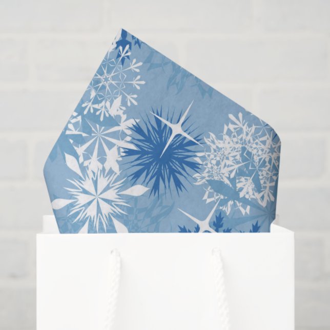 Blaues weißes Schneeflockenpapier Seidenpapier (Geschenk Tasche)