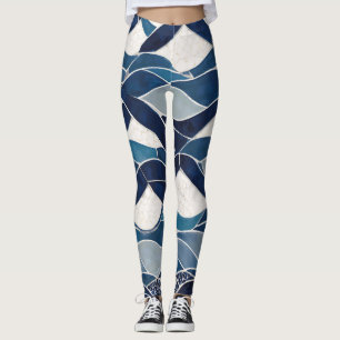 Blaues Wellenmuster 01 Leggings