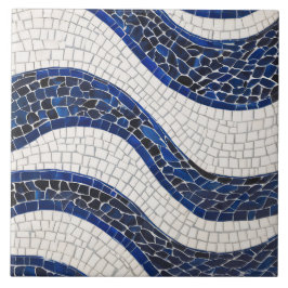 Blaues Wellenmuster 04 Fliese