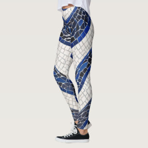Blaues Wellenmuster 04 Leggings