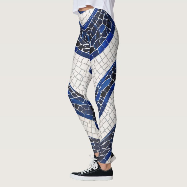 Blaues Wellenmuster 04 Leggings (Links)