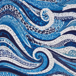 Blaues Wellenmuster 05 Fliese