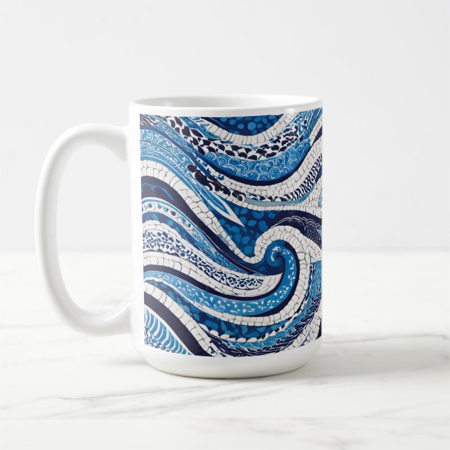 Blaues Wellenmuster 05 Kaffeetasse (Links)