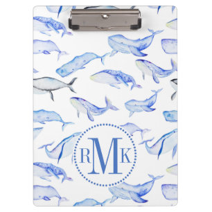 Blaues Whale-Muster Klemmbrett