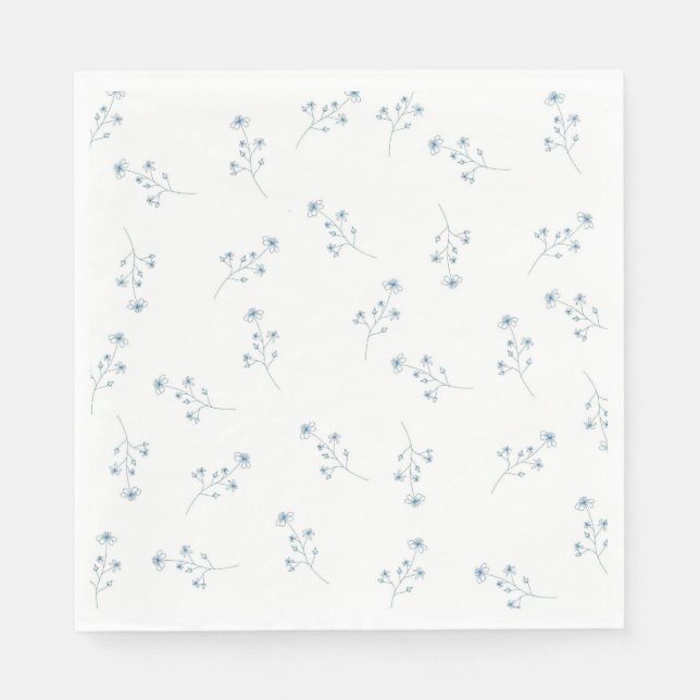 Blaues Wildblumenmuster Serviette (Vorderseite)
