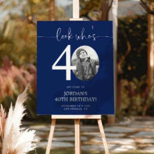 Blaues Willkommensschild zum 40. Geburtstag Scha Poster