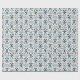 Blaues Winter-Damaskus-Geschenkpapier Geschenkpapier
