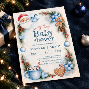 Blaues Winter-Weihnachts-Baby-Shower Einladung