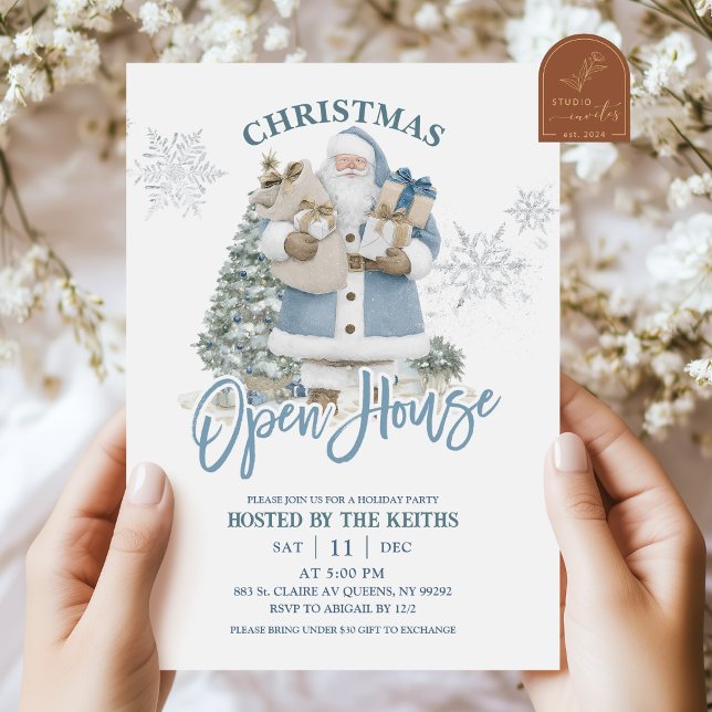 Blaues Winter-Weihnachts-Open-Haus Einladung (Von Creator hochgeladen)