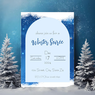 Blaues Winter-Wunderland-Einladung   Schneeflocken Einladung