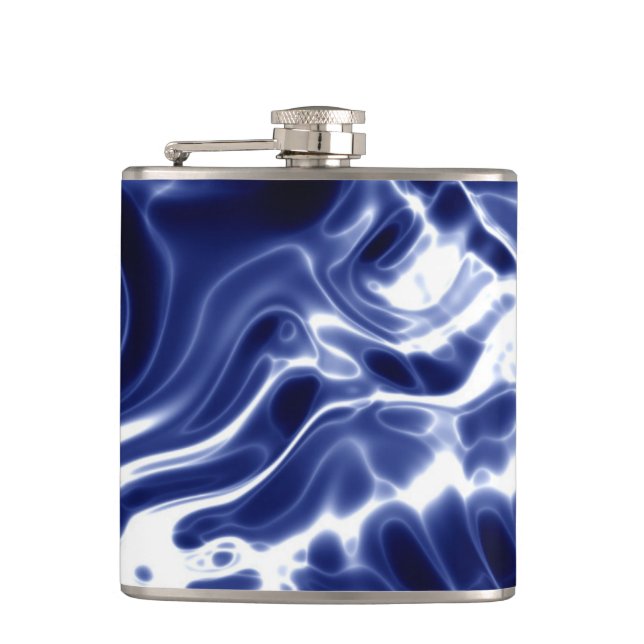 Blaues Wirbles Muster Flachmann (Vorderseite)