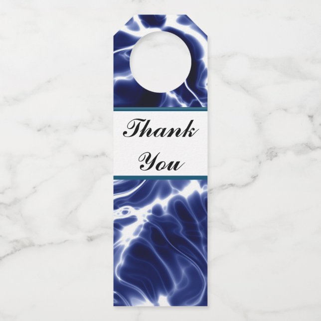 Blaues Wirbles Muster Flaschenanhänger (Vorderseite)