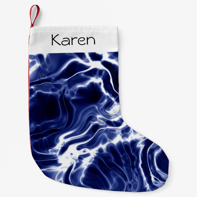 Blaues Wirbles Muster kleiner Weihnachtsweih Strum Kleiner Weihnachtsstrumpf (Vorderseite)