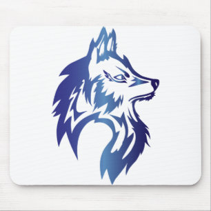 Blaues Wolf-Logo für Häfen Mousepad