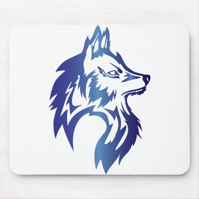 Blaues Wolf-Logo für Häfen Mousepad (Vorne)