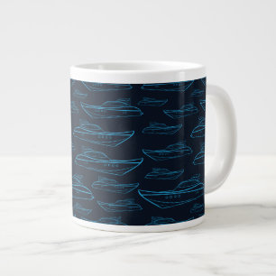 Blaues Yacht-Muster Jumbo-Tasse