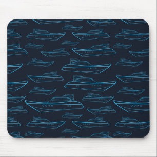 Blaues Yacht-Muster Mousepad