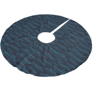 Blaues Yacht-Muster Polyester Weihnachtsbaumdecke