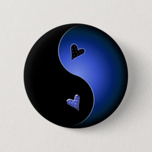 blaues Yin-Yang-Symbol Button