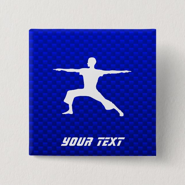 Blaues Yoga Button (Vorderseite)