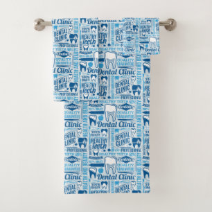Blaues zahnmedizinisches Klinik-Muster Badhandtuch Set