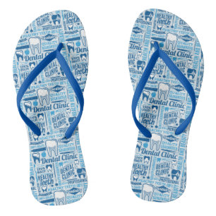 Blaues zahnmedizinisches Klinik-Muster Flip Flops