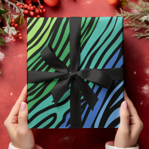 Blaues Zebra-Muster Geschenkpapier