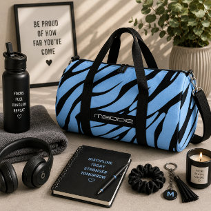 Blaues Zebra-Streifen-Muster Duffle Bag