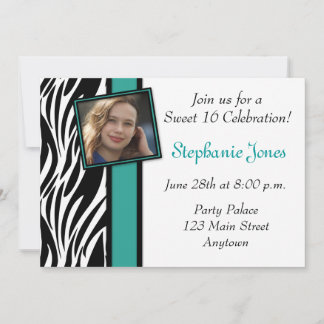 Blaues Zebramuster-Foto Einladung