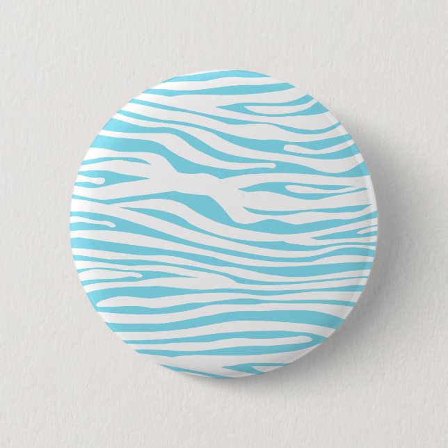 Blaues Zebrastreifenmuster Button (Vorderseite)