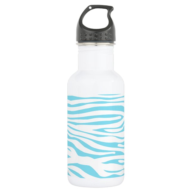 Blaues Zebrastreifenmuster Edelstahlflasche (Vorderseite)