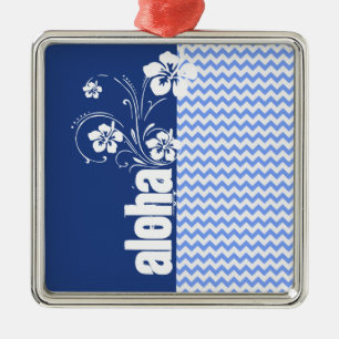 Blaues Zickzack; Aloha Ornament Aus Metall