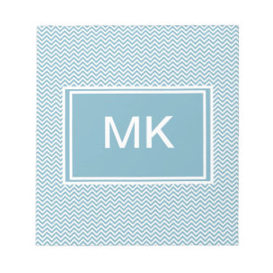 Blaues Zickzack mit Monogramm Notizblock