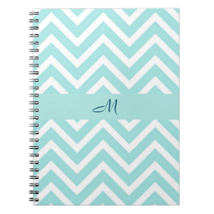 Blaues Zickzack Muster mit Monogramm Notizblock