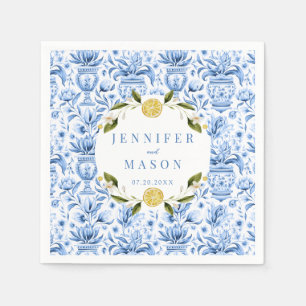 Blaues Zitronenlemon Italienische Hochzeitspapiere Serviette