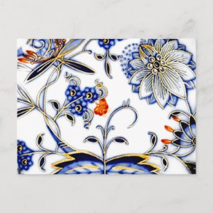 Blaues Zwiebelmuster Vintage Porzellanmuster Postkarte