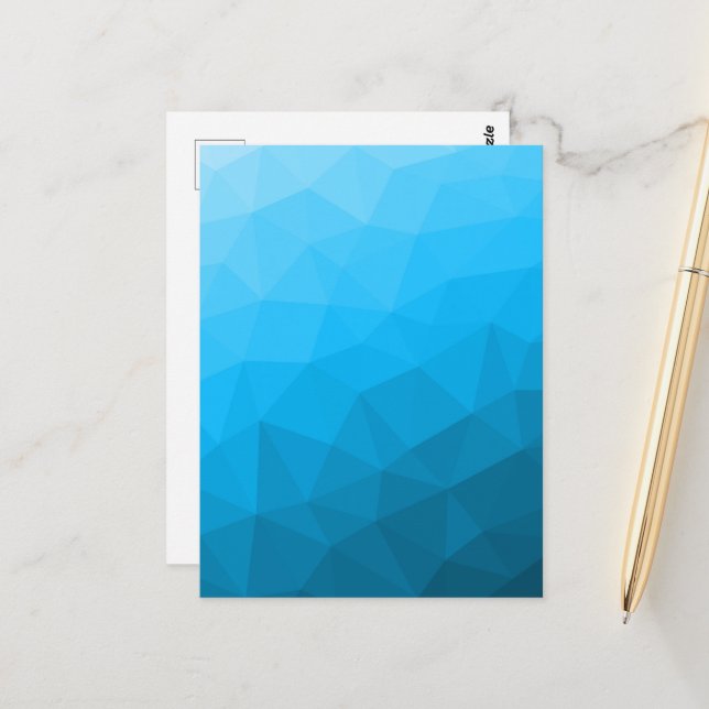 Blaues zyangradientengeometrisches Messprofil Drei Postkarte (Vorderseite/Rückseite Beispiel)