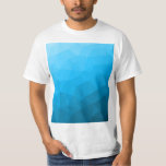 Blaues zyangradientengeometrisches Messprofil Drei T-Shirt<br><div class="desc">Dreieck geometrische Masche mit dunkelblauem Ober-Farbverlauf,  Muster,  Ober,  Masche,  Dreiecke,  Geometrie,  Gefälle,  cool,  Dreieck,  hell,  blau,  cyan</div>