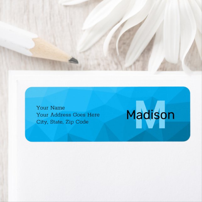 Blaues zyangradientengeometrisches Monogramm (Insitu)