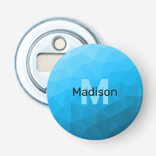 Blaues zyangradientengeometrisches Monogramm Flaschenöffner