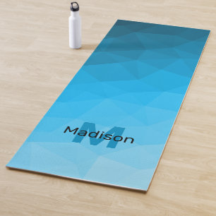 Blaues zyangradientengeometrisches Monogramm Yogamatte
