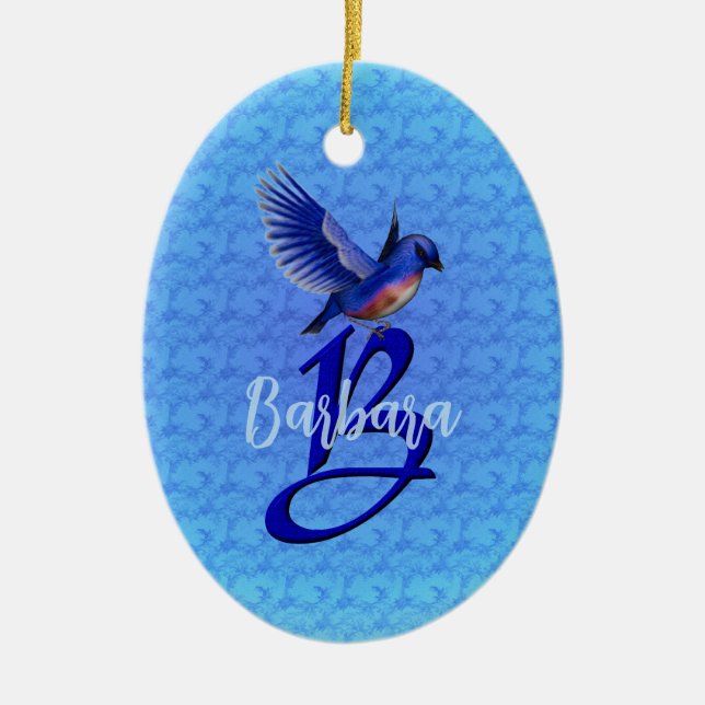 Blauevogel-Monogramm Anfangsbuchstabe B Personalis Keramik Ornament (Vorne)