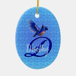 Blauevogel-Monogramm Anfangsbuchstabe D Personalis Keramik Ornament