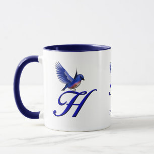 Blauevogel-Monogramm Anfangsbuchstabe H Elegant Pe Tasse
