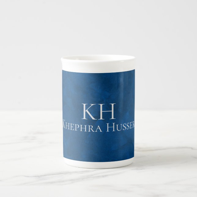 Blaufarben-Design mit Monogram Tischset Stai Prozellantasse (Vorderseite)