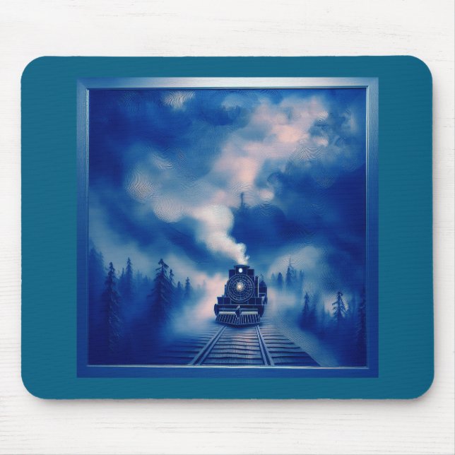 Blaufarbendarstellung mit alter Dampflokomotive Mousepad (Vorne)