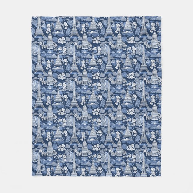 Blaufarbener, faszinierender Pariser Eiffelturm Fleecedecke (Vorderseite)